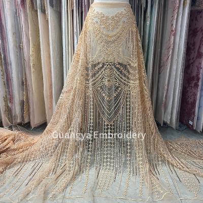 China Modern Design Sustainable Dress Making Lace Fabric Cheap Lace 3D Embroidered Fabric For Evening Dress for sale