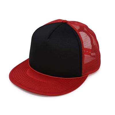 China JOINT Promotional Embroidery Blank Brim Trucker Hat 5 Panel Foam Mesh Custom Flat Mesh Trucker Hat With Rope for sale