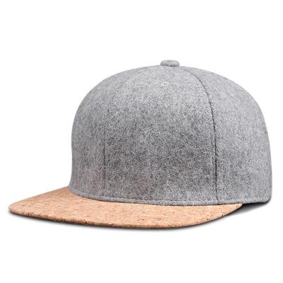 China JOINT High Quality Mens Womens Fashion Wool Blank Stock Custom Flat Brim Wooden Snapback Hat for sale