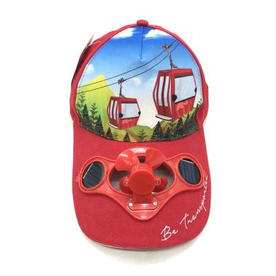 China Custom COMMON 2022 Logo Sun Visor Hat Powered Fan Cooling Solar Battery Operated Baseball Caps for sale