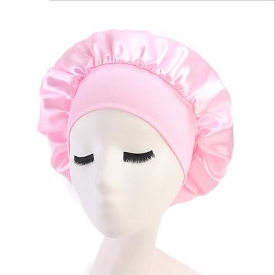 China Soft Smooth Feeling Women's Sleep Cap Hair Care Hood Sleep Cap Sleep Cap Satin Striped Hats For Women for sale