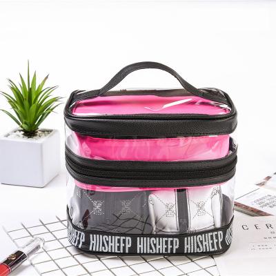 China Wholesale Transparent Women's Four Piece Cosmetic Bag Large Capacity Multifunctional Travel Set Wash Portable Bag Women's Handbag for sale