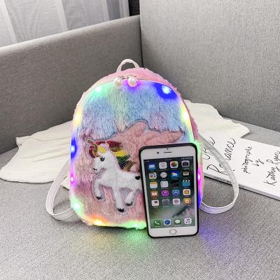 China Fashion Custom Logo Autumn Winter Cartoon Rabbit Luminous Led Kids Backpack for sale