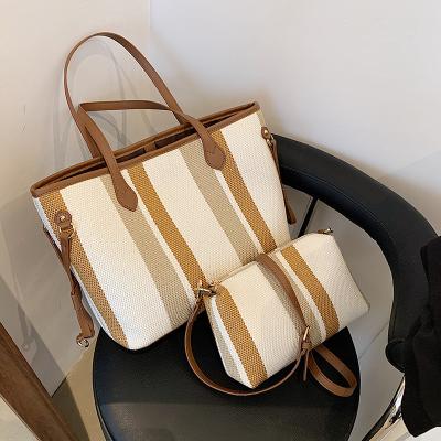 China Canvas Fabric Customized Fashionable Girls Purses Tote Large Capacity Ladies Canvas Luxury Women's Handbags for sale