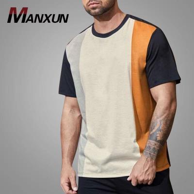 China Anti Shrinkage Plus Size Anti Shrink Fashionable Mens Shirts Color To Block Oversized Mens Wide Crewneck Shirts Bar Mens Clothing for sale