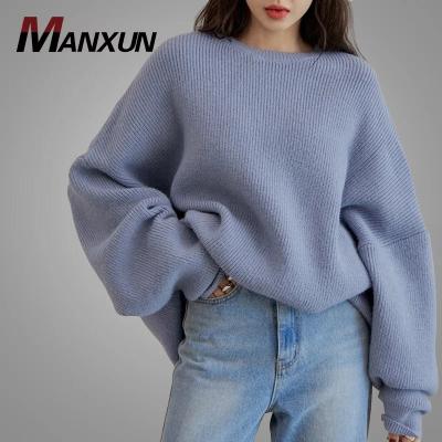 China Oversize Women's Sweater Single Drop Solid Drop Shoulder Anti-pilling Neck Hoodies Women Anti-pilling Ladies Hoodies Pullovers New Design Round Winter for sale