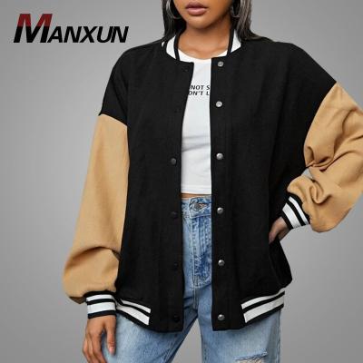 China Custom Made High Quality Blank Jacket Women's Anti-pilling Colorblock Anti-pilling New Arrival Baseball Bomber Women's Unisex Casual Jackets for sale