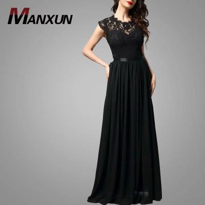 China Latest Design Waist Ribbon Lace Anti-Static Design Women's Anti-Static Floral Prom Dress Anti-Static Simple Glamorous Maxi Women's Short Sleeve Zipper Ladies Dress for sale