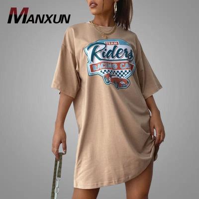 China Wholesale Anti-Wrinkle Anti-Wrinkle Printed Plus Size Dress Women Car Graphic T-Shirts Dresses Women's Casual Half Sleeve Women's Shirt Dress for sale