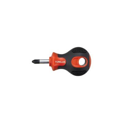 China Dual Color Plastic Handle Professional Phillips Stubby Magnetic Screwdriver #2208-Slotted for sale