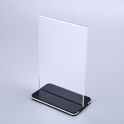 China Restaurants Clear T Style 5x7 A5 Acrylic Mattress Bottom Loading Sign Holder With Polished Edges for sale