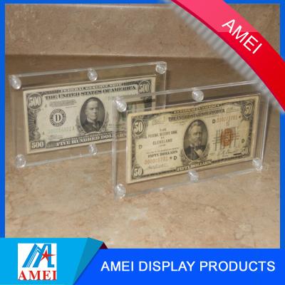 China Home Customized Clear HD Acrylic Block Frame For Money Banknote Holder for sale