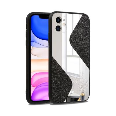 China New S Type Fashion Eco-friendly Snap Mirror Tempered Glass Powder TPU Non-Slip Phone Case For Xiaomi Redmi 9 for sale