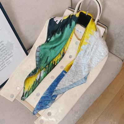 China Long Fashion custom digital double sided printed square silk scarf 100% pure silk scarf for sale