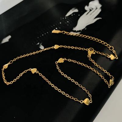 China Cute Tasty Little Heart Pendant Necklace Chain 18k Gold Plated Stainless Steel For Women Trendy Jewelry for sale