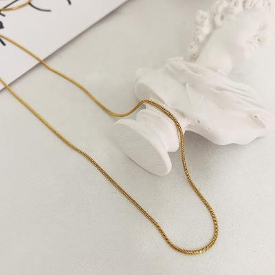 China CLASSIC Thin Minimalist 0.9cm Snake Chain Necklace 18k Gold Plated Stainless Steel For Necklace Making for sale