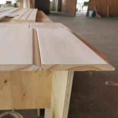 China Modern White Primed Joint Finger Pine Wood Baseboard Molding for sale