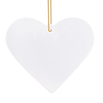 China Ceramic Blank Pendant Decorations Sublimation Custom Christmas Heart Round Shape Hanging Ceramic Ornament for sale