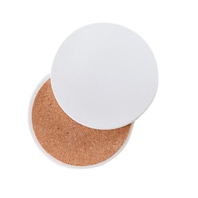 China Sublimation Sustainable Round Ceramic Coaster With Cork for sale