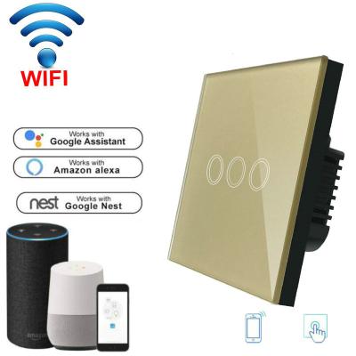 China Wireless Wifi Touch switch 220v Wall Light Switch EU standard home automation WiFi switch Mobile APP Control for sale