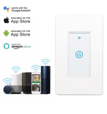 China Smart Wifi Switch US 1/2/3 Gang Touch Panel Wireless Remote Control Light Switch Compatible Alexa Google Home Tuya APP for sale