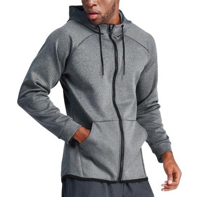 China 2022 Now Custom Wholesale Casual Men's Sports Jacket Front Zipper With Hood Drawstring Breathable Fitness Top for sale