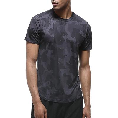 China Custom Wholesale Casual Mens Sports Breathable T Shirt Camouflage Fitness Gym Quick Dry Jogging Tops for sale