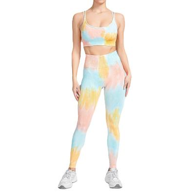 China Breathable Yoga Suit Woman Tie Dye, New Arrival Seamless Wholesale Yoga Wear Sport Suit Yoga Suits 2 Pieces Set for sale