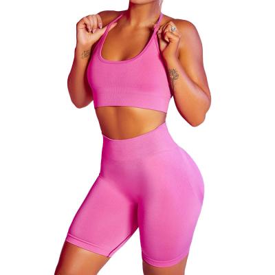 China Breathable Short Yoga Wear Spaghetti Strap Yoga Ttrack Suit Top U-Neck Yoga Suit for sale