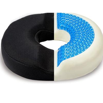 China Ring Shape Silicone Cooling Gel Round Tailbone Anti-static Comfortable Memory Foam Hemorrhoid Cushion For Car Seat for sale