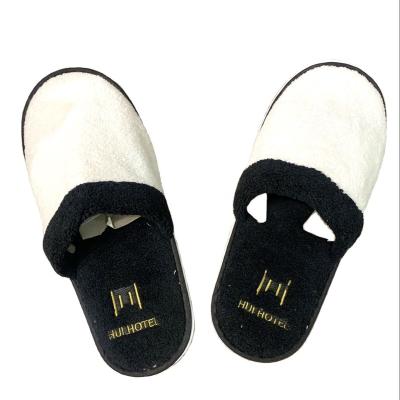 China 2022 Custom Hotel Home Slippers Coral Fabric White High Quality China Factory New Arrival Travel CFL Hotel Logo for sale