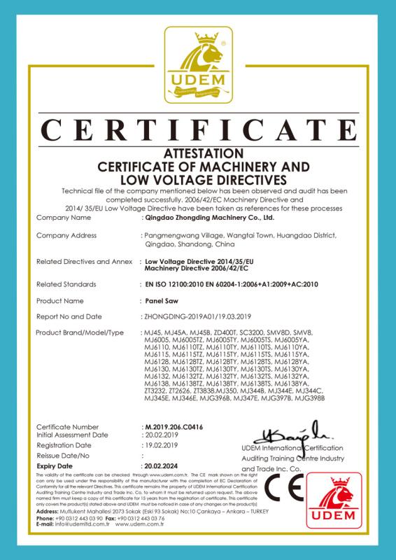 2006/42/EC - Qingdao Zhongding Machinery Co., Ltd.