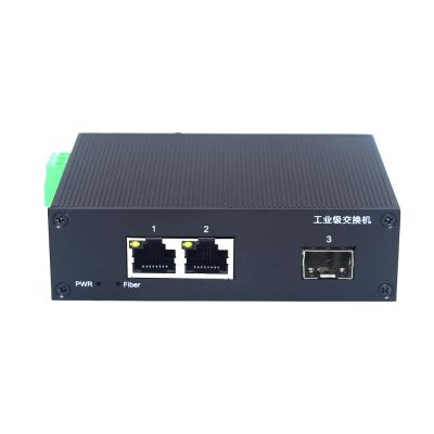 中国 Low Cost 100M 2 1 SFP Electrical Connect Optical Type Ethernet DC12~52V Industrial Power Supply Guide Rail Switch 1.4Gbps 販売のため