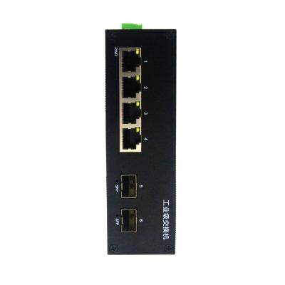 中国 6-Port DC12~52V 1000M Electrical 4 2 SFP Connect Din Optical Rail Ethernet Unmanaged Industrial Switch 14Gbps 販売のため