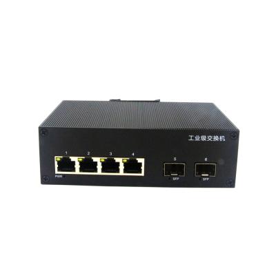 Cina Low Cost 6-Port DC12~52V 1000M Electrical 4 2 SFP Connect Din Optical Rail Ethernet Unmanaged Industrial Switch 14Gbps in vendita