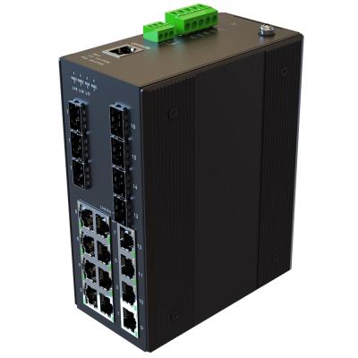 Cina LACP 19 Port 100M POE Switch DC 44-57V 90W 8 POE 7 SFP Managed Industrial Ethernet Switches in vendita