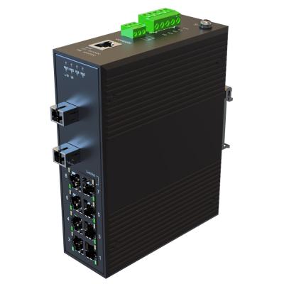 China LACP 90W 8 Ports POE RJ45 2 Ports 1*9 1000M Bypass Protection 10 Port POE Managed Industrial Ethernet Switches Te koop