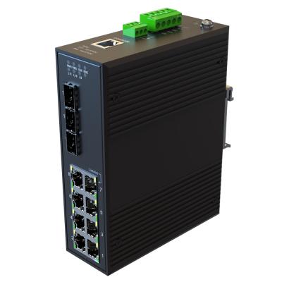 China DC 44-57V 90W 11 Ports LACP 8 Ports POE RJ45 3 Ports SFP 1000M POE Managed Industrial Ethernet Switches en venta