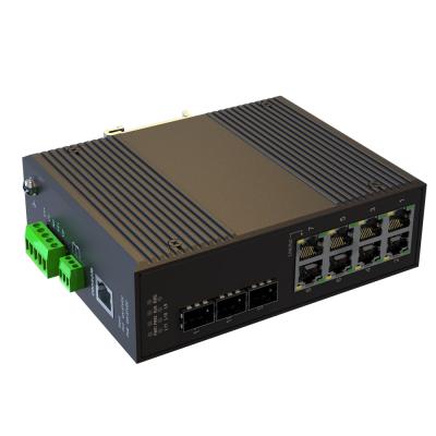 China LACP 8 Ports POE RJ45 3 Ports SFP Port DC 44-57V 90W 1000M 11 Ports POE Managed Industrial Ethernet Switches for sale