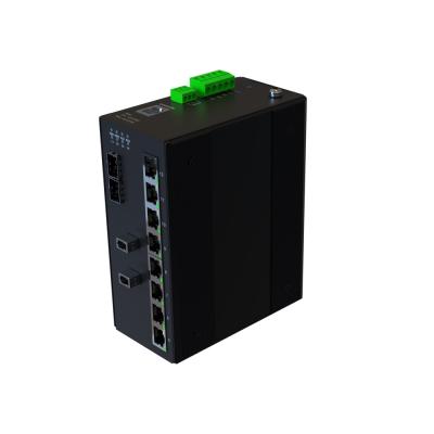 Chine LACP Bypass L3 Protection Layer 12 DC 12V-57V DIN Rail Port SNMP VLAN QoS IP40 SFP+ 10G Managed Industrial Ethernet Switch à vendre