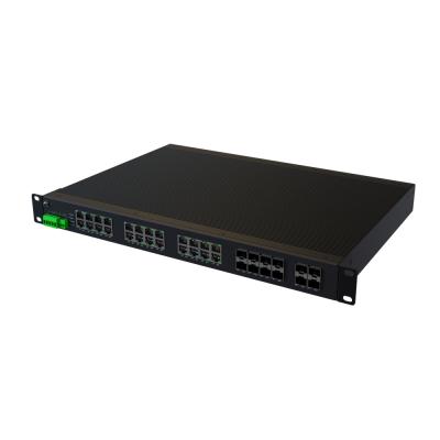 China LACP IP40 EMC OEM 36 Port 85-265VAC 1000M 8 SFP 24 RJ45 4 SFP+ 10G L3 Layer Industrial Ethernet Switch à venda