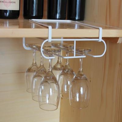 China Double Tiers Wine Rack Bar Ceiling Wine Glass Rack Iron Wall Modern European Sustainable Glass Wine Rack And Glass Rack Bar Accessories for sale