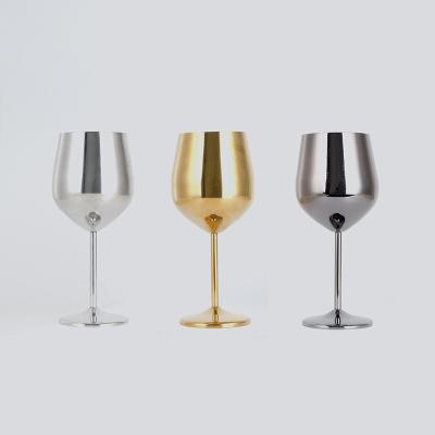 China New Classic/Postmodern Durable Wine Glasses Set For Champagne Pokal Color Stainless Steel Shatterproof Customized for sale