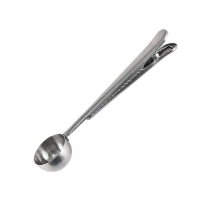 China Long Handle Multifunctional Tablespoon Stainless Steel Teaspoon Sustainable With Sealing Bag Clip for sale