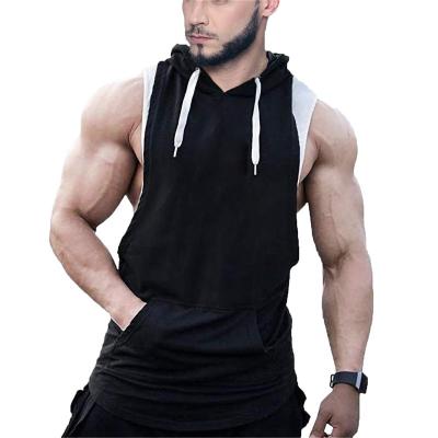 China Sleeveless Gym Workout Sweatshirt Vest Gym Clothing Men's Bodybuilding Breathable Hooded Cotton Tank Tops Tops Male Sportswear for sale