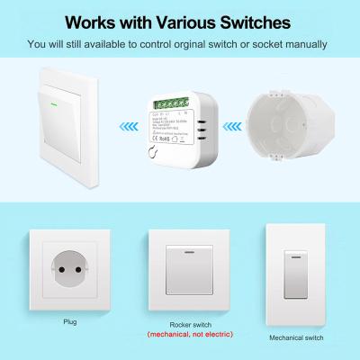 China Tuya Smart Wifi Wireless Remote Control Switch Module No Neutral Support 2 Way Control 110V 220V Smart Home Switch Work With Alexa Google Home for sale