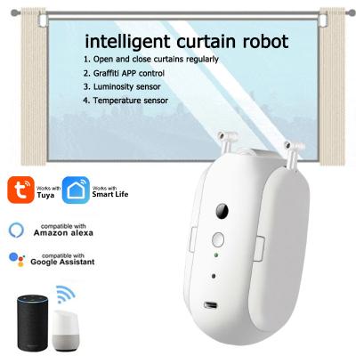 China Roman Rail Remote Control Luminosity Rail Groove Morden Tuya APP radio curtain smart robot t-shaped/inner sensor for sale