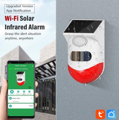 China TUYA Smart Wifi Wireless 433MHz Waterproof PIR Strobe Siren Outdoor Solar Infrared Solar Alarm System Siren Wifi Detector for sale