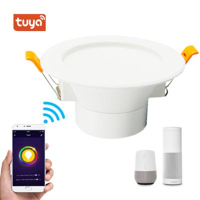 China Modern Tuya Smartlife 10 /12 /18/24W led indoor downlight voice control and wireless remote control ceiling lamp bombilla inteligen for sale