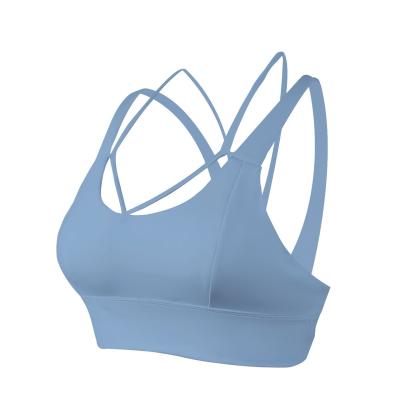 China 2021 Selling Breathable Warm High Intensity Female Cross Naked Exercise Fitness Sports Underwear Yoga Nylon Bra for sale